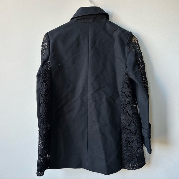 Maje Ginseng Black Cotton Twill Lace Coat Jacket Trench Size M - Picture 7 of 10